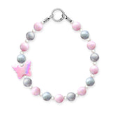 JOGIA Butterfly Kiss beaded dog collar in pink shines for stylish everyday wear.