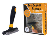 Johnny World Carpet Reviver Extreme close-up of metal tines lifting embedded pet hair