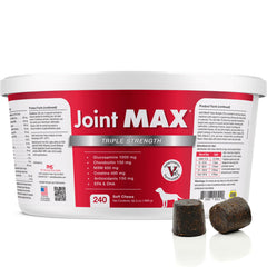 Joint MAX TS bottle front—vet-formulated joint support for dogs.