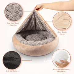 JOEJOY donut cave interior shows rounded cushion for snug curling and support.