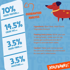 Jolly Barks bully sticks 5pk bag label view highlights single-ingredient