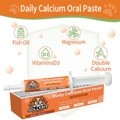 Jollyfit fast-absorbing calcium paste for dogs promotes quick uptake during nursing.