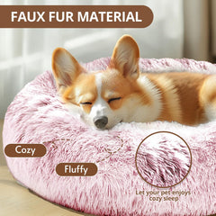 JOLLYVOGUE calming dog bed raised rim supports head and neck for relaxation.