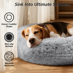 JOLLYVOGUE calming donut bed raised rim supports head and neck during rest