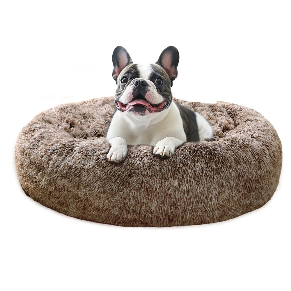 JOLLYVOGUE calming dog bed closeup of ultra soft faux fur for cozy naps