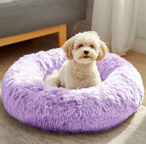 JOLLYVOGUE dog bed closeup plush fabric offers cozy comfort and warmth.