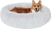 JOLLYVOGUE dog bed donut design closeup for plush, calming naps.