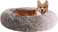 JOLLYVOGUE dog and cat bed shows a donut shape for snug, secure lounging.