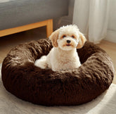 JOLLYVOGUE donut bed front view shows plush cushioning for calm, cozy napping.
