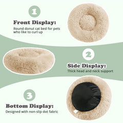 JOLLYVOGUE donut bed non-slip base—keeps bed in place during activity.