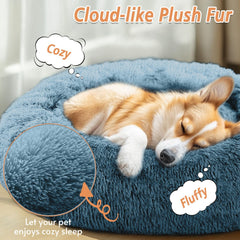 JOLLYVOGUE donut design pet bed blue highlights soothing burrow-friendly comfort