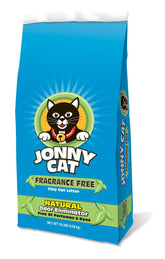 Jonny Cat fragrance-free litter bag packaging highlights natural odor elimination for sensitive cats.