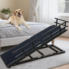 Jopavo dog ramp bed 65inch landing platform assists pets to hop onto the bed with ease
