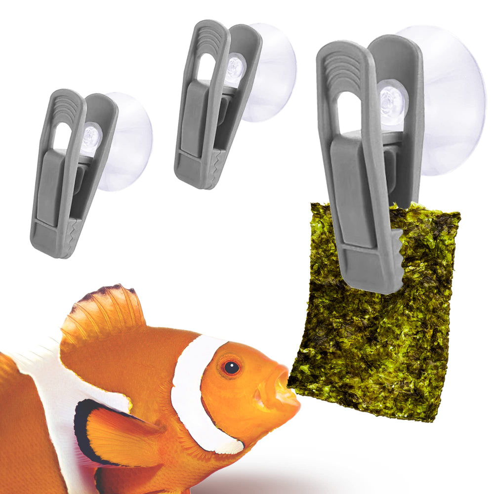 JOR Fish Veggie suction clip feeder in side view secures greens for betta