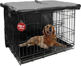 Joroamp 48-inch dog crate cover front view showing privacy panels and zippers for privacy.