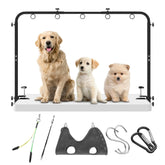 Josmimic adjustable dog grooming arm table setup for easy nail trimming and bathing