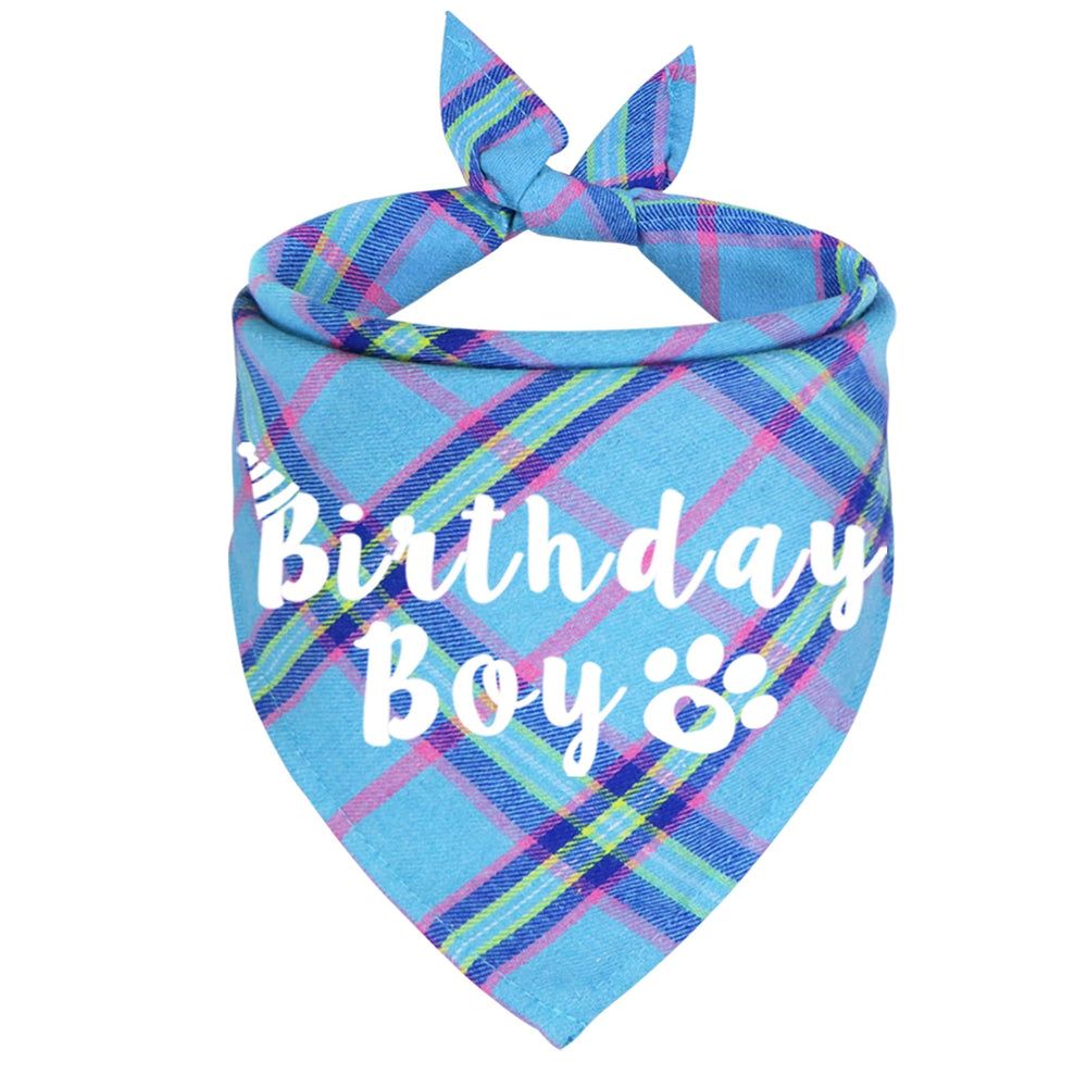 JOTFA dog birthday bandana light blue small front view for comfortable birthday photos.