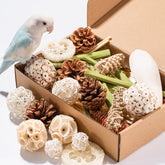 JOUSONTY bird toys natural-materials closeup showing enrichment textures for small parrots.