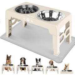 Jovrun elevated dog bowls height settings show five adjustable levels for comfortable meals
