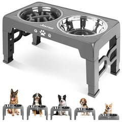 Jovrun elevated dog bowls stand assembled for easy pet dining