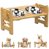 Jovrun elevated dog bowls stand — stable bamboo feeder for small pets.