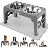 Jovrun elevated dog bowls stand shows adjustable height for comfy dining