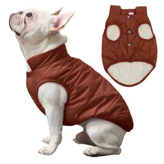 JoyDaog 2Layers fleece-lined winter dog jacket back view shows coverage