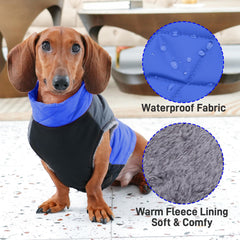 JoyDaog warm fleece coat blue L, back view showing full coverage and fit