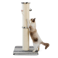 Joydeco cat scratching post 34-inch vertical view shows sturdy stability for vigorous scratching.