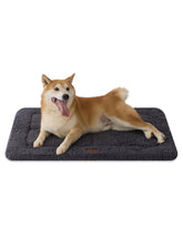 Joydeco low-profile dog crate mat in crate offers a cozy, spacious sleep space.