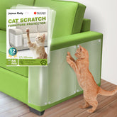 Joyeux Daily 12-pack clear cat scratch protectors on a couch corner for furniture defense