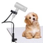 JoyHuaTrade dog hair dryer holder front view shows hands-free grooming setup