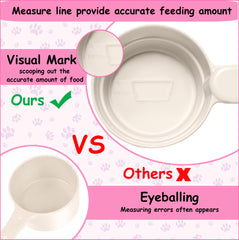 Joyinjojo dog cat food scoop in white melamine material, sturdy for frequent use.