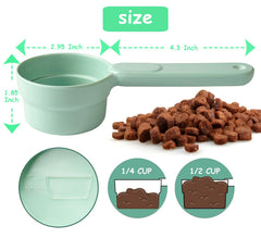 Joyinjojo long-handle pet food scoop eases scooping from bags