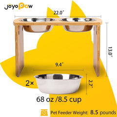 JOYOPAW bamboo-dog-feeder-stand highlights eco-friendly, durable feeding for pets.