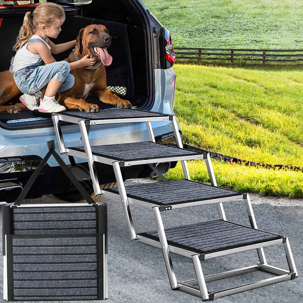 Joyrally dog ramp car wide 4 steps offers stable car access for large dogs.