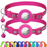 Joytale AirTag cat collar holder in hotpink for real-time tracking.