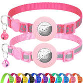 Joytale AirTag cat collar pink close-up showing reflective safety and lightweight comfort