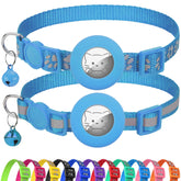 Joytale AirTag cat collar sky blue strap keeps you informed of your cat's location.