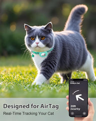 Joytale AirTag holder teal collar close-up secure slot for reliable locating