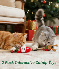 Joytale Christmas catnip toy Reindeer wand engages a cat in holiday fun
