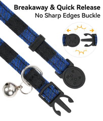 Joytale cotton plaid cat collar showcases timeless pattern for everyday wear.