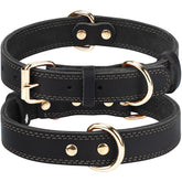 Joytale leather dog collar close-up shows soft cowhide for comfortable daily wear.