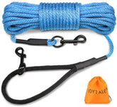 Joytale long dog training leash blue padded-handle for comfortable control during training