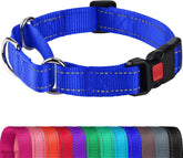 Joytale martingale collar navy blue close-up highlighting durable nylon for safety and training support