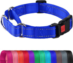 Joytale martingale collar navy blue close-up highlighting durable nylon for safety and training support