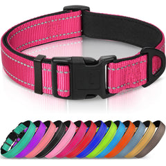 Joytale reflective dog collar hotpink neoprene padding for comfortable daily walks