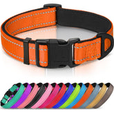 Joytale Reflective Dog Collar orange M front view for high visibility during daytime walks