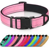 Joytale reflective dog collar pink large side view improves night safety and visibility.