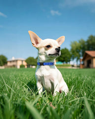 Joytale small dog collar navy with side view showing the delta-ring for leash.